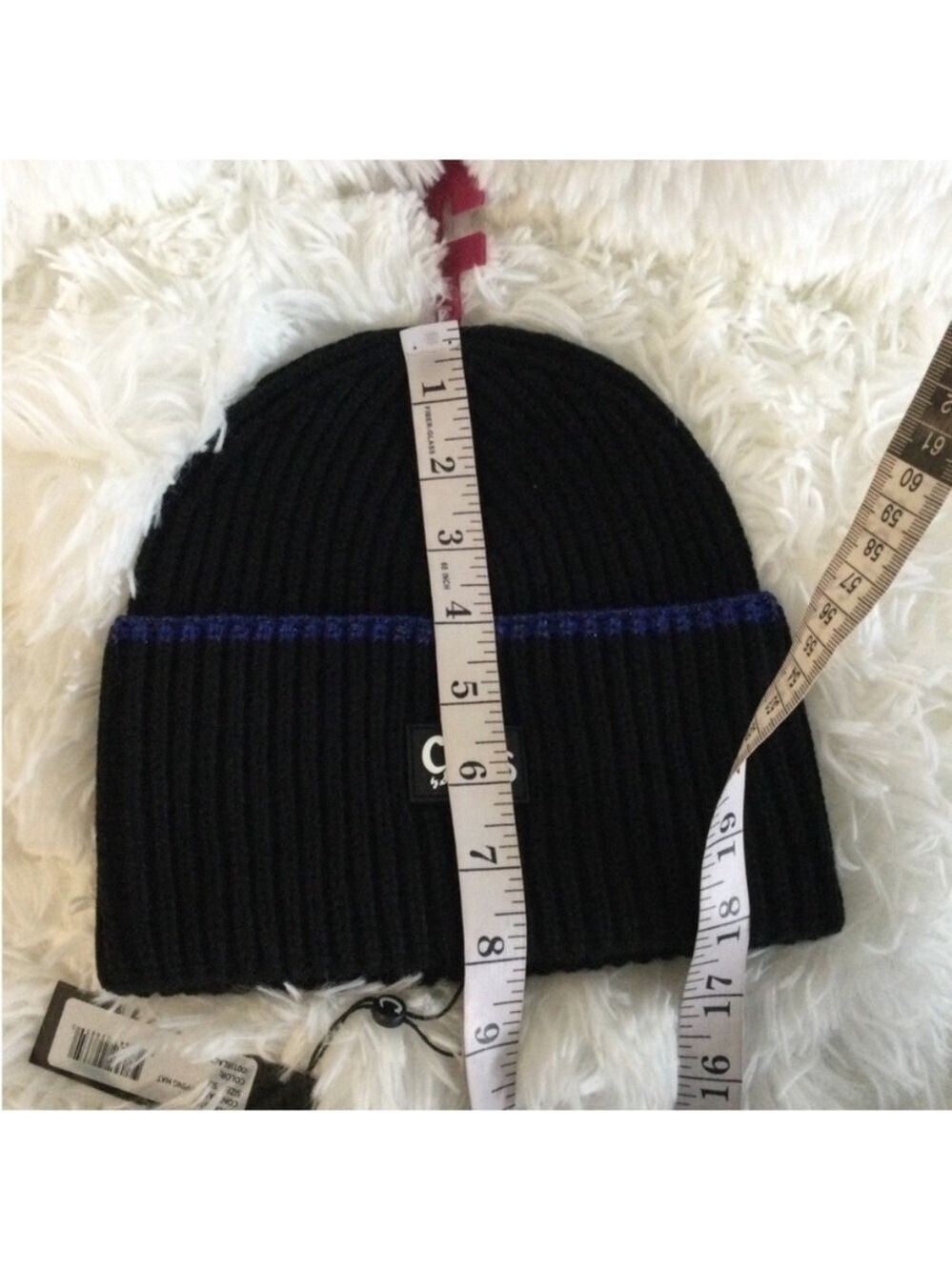 Circus by Sam Edelman Unisex contrast tipping beanie black w/blue metallic trim - Picture 6 of 10